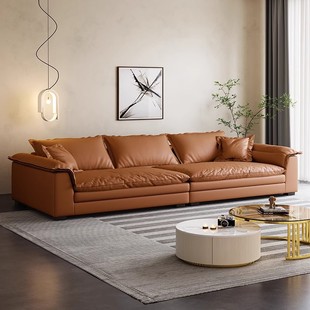 Strictly Selected Light Luxury Italian Homestay Simple Modern Three-Four-Person Large and Small Apartment Cat Scratch Leather Sofa Double-Layer Cushion