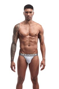 Hine men's underwear solid color combed cotton sports thong slim sexy low waist double thong wholesale supply