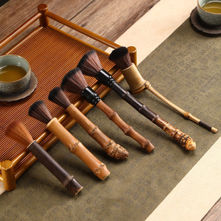 Bamboo Products Bamboo Tea Brush No Hair Dropping Pot Pen Tea Pen Kung Fu Tea Set Bamboo Root Pot Pen Tea Tray Purple Sand Pot Brush