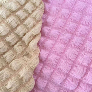 Spring and Autumn Women's Clothing Polyester Stretch Bubble Lattice Fabric Bag Trendy Women's Clothing Candy Color Bouquet Packaging Material Flannel