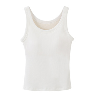 Women's Vest with Chest Pad Silk Sleeveless Wear-Free Bra Not Running Cup Home Sling Base Joker Top Wholesale