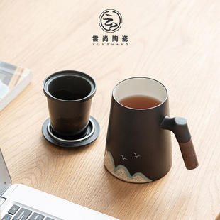 Wanli Mountain and River Mug Ceramic with Lid Filter Household Gift-giving Office Tea Cup Drinking Cup for Men and Women