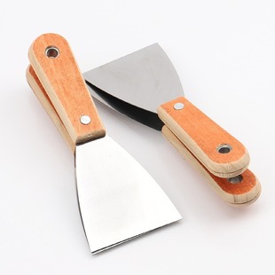 Factory wholesale double clamp wooden handle putty knife mirror polishing carbon steel shovel wooden handle putty knife cleaning shovel