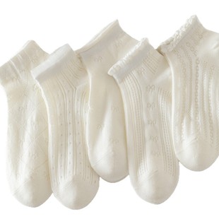 White Socks Women's Summer Thin Pure Cotton Mesh Breathable South Korea Japanese Bow Lace Girls Summer Socks