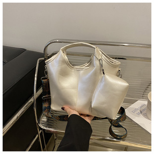 Winter New Casual Large Capacity Mother-son Two-piece Soft PU Women's European and American Retro Tote Portable Shoulder Bag