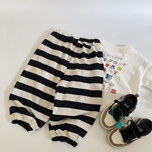 Maibao Children's Casual Pants 2024 Autumn New Boys' Standard Striped All-match Sports Pants Korean Style Loose Pants