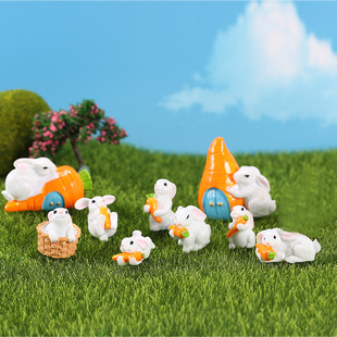 Creative decoration little white rabbit Micro landscape cute doll radish little white rabbit succulent scene decoration accessories