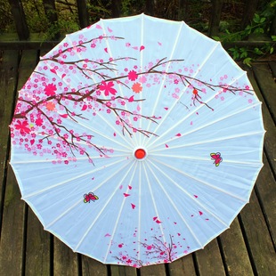 Printed Silk Umbrella Dance Performance Umbrella Cheongsam Show Umbrella Classical Ceiling Decorative Umbrella Photo Prop Umbrella