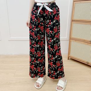 Artificial Cotton Cotton Silk Pajama Pants Women's Summer New Internet Red Pants Thin Casual Pants Outerwear Anti-mosquito plus size Home Pants