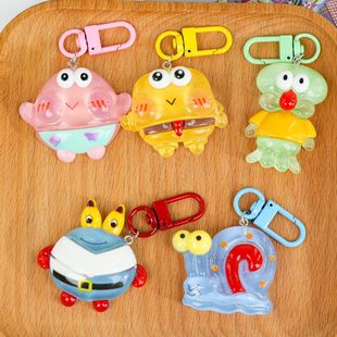 New Soft Cute Luminous Spongebob Big Star Keychain Girl Cartoon Pendant Girlfriend Couple Gift Accessories