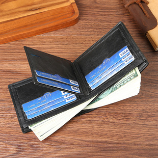 New cross-border Men's wallet short wallet youth fashion stitching horizontal soft wallet large capacity multi-card wallet