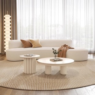 Alien Negotiation Modern Small Apartment Creative Reception Curved Sofa Light Luxury Lamb Fleece Cream Beauty Salon