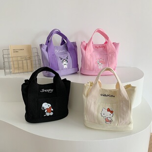 Japanese Style Cute Cartoon Large Capacity Handbag Daily Outgoing Styline Storage Bag New Style Women's Hand-held Canvas Bag