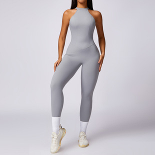European and American Peach Hip Hollow-out Back-up Suit Women's Outdoor Running Tight-fit Quick-drying Fitness Suit