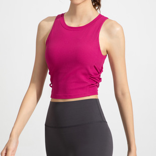 Athena lulu Yoga Vest with Chest Pad Women's Naked Sleeveless Top Outer Wear Running Sports Fitness Clothes
