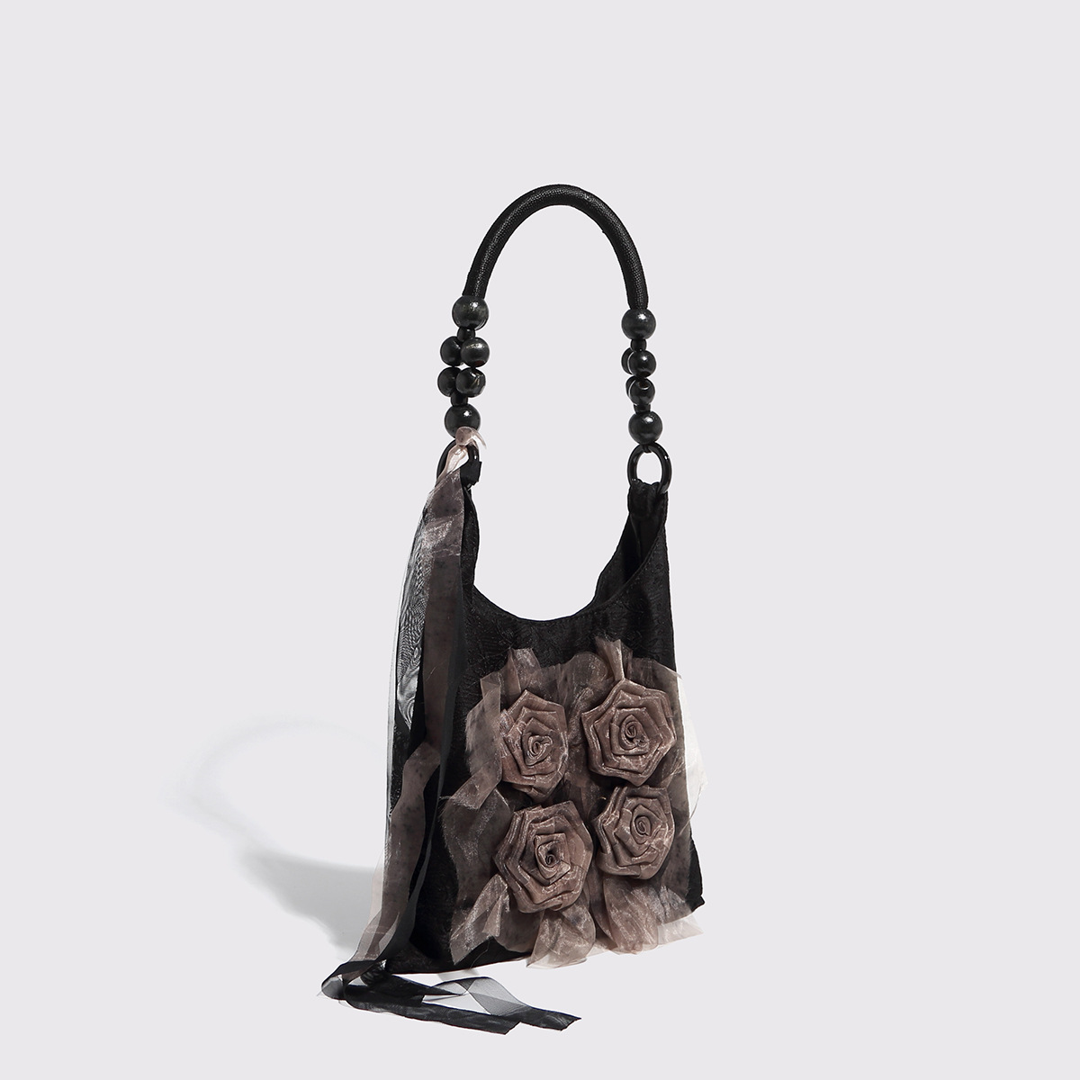 Retro Chinese style tie-dye rose flower bag, pleated underarm bag, commuter tote bag, shoulder bag/handbag