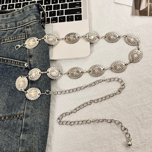 Vintage Bohemian Style silver Butterfly Waist Chain Women's Dress High-end Fashion All-match Metal Belt Accessories