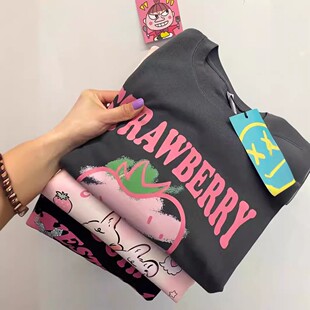 Back Bag Collar Cotton 200g Short-sleeved T-shirt Women's Casual Loose plus size Women's New Half-sleeved Summer Top Clothes