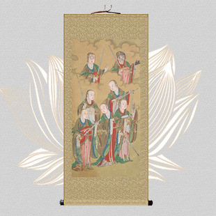 New Ancient Painting Big Dipper Junnan Dou Six Star Monarch Portrait Hanging Painting for Taoist Temple Feng Shui Dojo Case Water and Land Painting