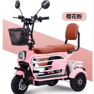 pDT Parent-Child Electric Tricycle Small Folding Lithium Detachable Battery Car for Adult Men and Women with Baby for the Elderly