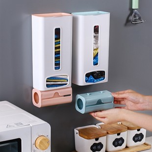 Cartoon garbage bag storage box cute wall-mounted portable plastic bag extraction Box Kitchen convenient bag finishing box