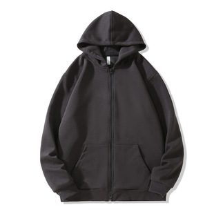 380g excellent cotton zipper cardigan skin-friendly coat top loose Korean men's and women's large sweater hoodie