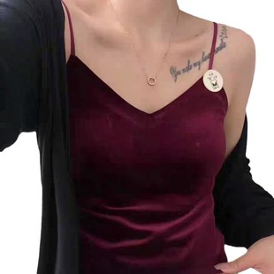 11816# new V-neck gold velvet one-piece cup with chest pad French sexy sanding vest