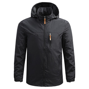 2020 Jacket Men's Spring and Autumn Thin Outdoor Charge Jacket Youth Hooded Loose plus size Casual Coat Jacket
