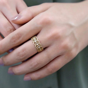 Cao Shi Retro Design Geometric Pattern Finger Ring French Court Style Hollow Hand Ornament Crown Flower Women's Ring