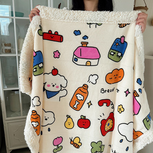 Thickened Lamb Fleece Blanket Summer Office Shawl Nap Blanket Student Dormitory Coral Fleece Sofa Blanket