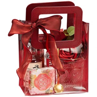 Transparent Handbag Teacher's Day Accompanying Gift Internet Celebrity Daisy Pattern Shopping Bag Plastic Gift pvc Bag