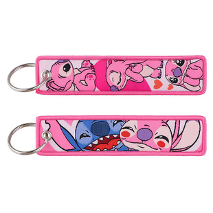 Stitch Cartoon Star Baby Weaving Mark Keychain Lanyard Office Certificate Student Hanging Fabric Key Accessories
