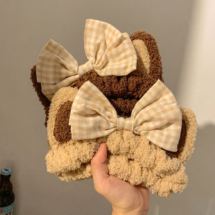 Japanese and Korean Sweet Cartoon Bow Cat Ear Headband Plush Girl Face Wash Makeup Headband Waterproof Factory Goods