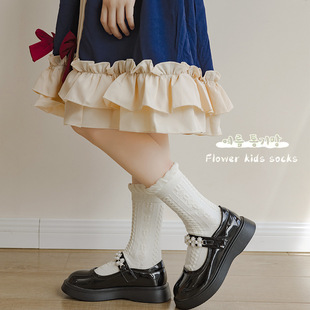 Children's socks autumn and winter cotton mid-calf girls' spring and autumn cotton socks little girl baby medium and big children solid color sports socks