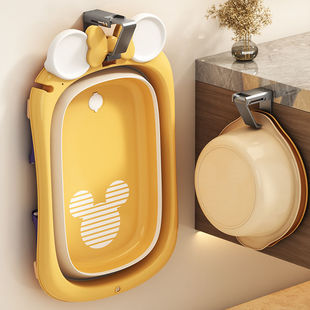 Washbasin hook punch-free bathroom large and small Basin storage rack folding basin bath basin bathroom storage rack hanging Basin