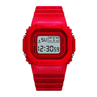 Matcha Green Solid Color Square Watch Student Youth Outdoor Sports Waterproof Multifunctional LED Electronic Watch
