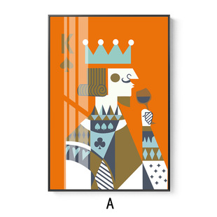 Nordic Restaurant Personality Simple Poker Hanging Painting King QK Cafe Mural Entrance Background Soft Decorative Painting