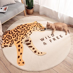 Cartoon creative round lambswool carpet Nordic ins style living room bedroom coffee table mat home bedside round mat