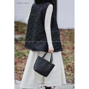 Leather Tote Bag Large Capacity Park Tote Pebbled Leather Hand-in-Hand Crossbody Bag