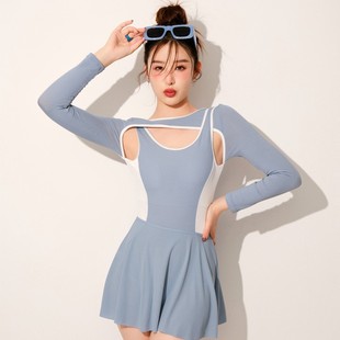 Sexy Swimsuit Women's One-Piece Slim-Fit Slimming Korean-Style ins Solid Color Fashionable Hot Spring Swimsuit Two-Piece Swimsuit