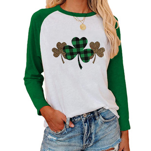 Lucky Clover printed colored cotton blouse