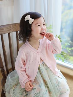 Children's Coat Spring and Summer New Thin Top Boys and Girls Baby Knitted Cardigan Sun Protection Clothing Hollow Air-conditioning Clothing