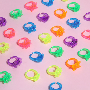 Children play house transparent ring jewelry cute cartoon funny gift reward children class sharing toys