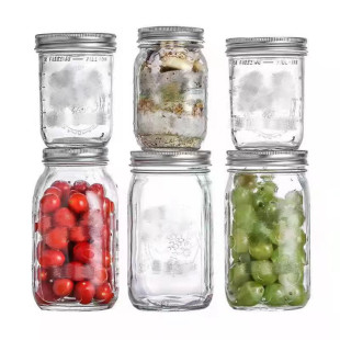 Mason Jar 16oz Mason Glass Jar Vegetable Salad Jam Sealed Jar Cold Drink Jar Cross Border Exclusive Mason Cup