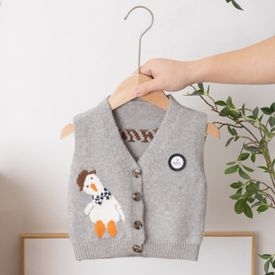Baby knitted vest autumn and winter baby outer vest children's small vest infant cartoon sweater warm waistcoat