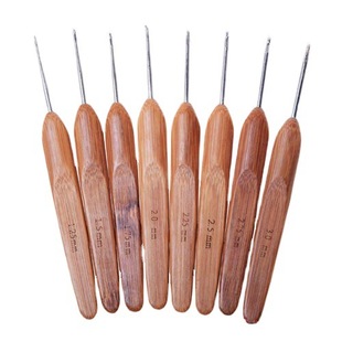 Knitting tools wooden handle crochet DIY handmade bamboo handle hook hook bag hook cushion hook hat stainless steel head