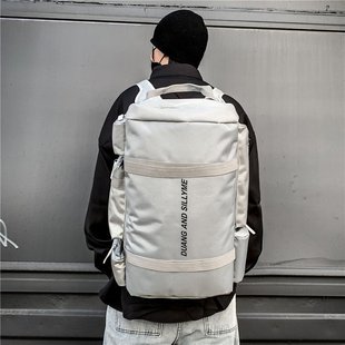 College Couple's Backpack Large Capacity Travel Bag Women's Duffel Bag Casual Dual-Use Sports Fitness Bag Trendy Cool Backpack