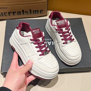 White Shoes Women's 2025 Spring and Summer New Ins Cyber Celebrity All-match Explosions Thick-soled Board Shoes Casual Sports Student Board Shoes