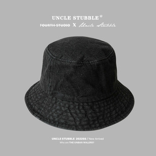 Japanese Style Denim Fisherman Hat Men's Big Brim Shown Face Little Girl's Plain Face Cover-up Pot Hat Korean Style All-match Couple Hat