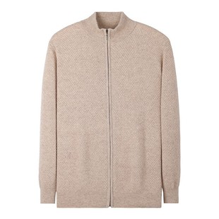 Autumn and Winter New Half-turtleneck Sweater Men's Zipper Cashmere Knitted Jacket Thickened Loose Business Sweater Cardigan